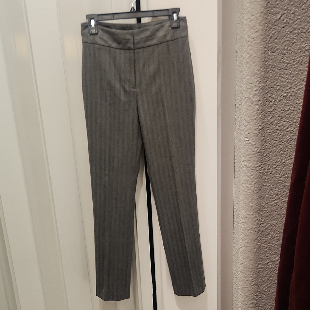 ANTONIO MELANI Gray Straight Leg Pinstripe Trousers